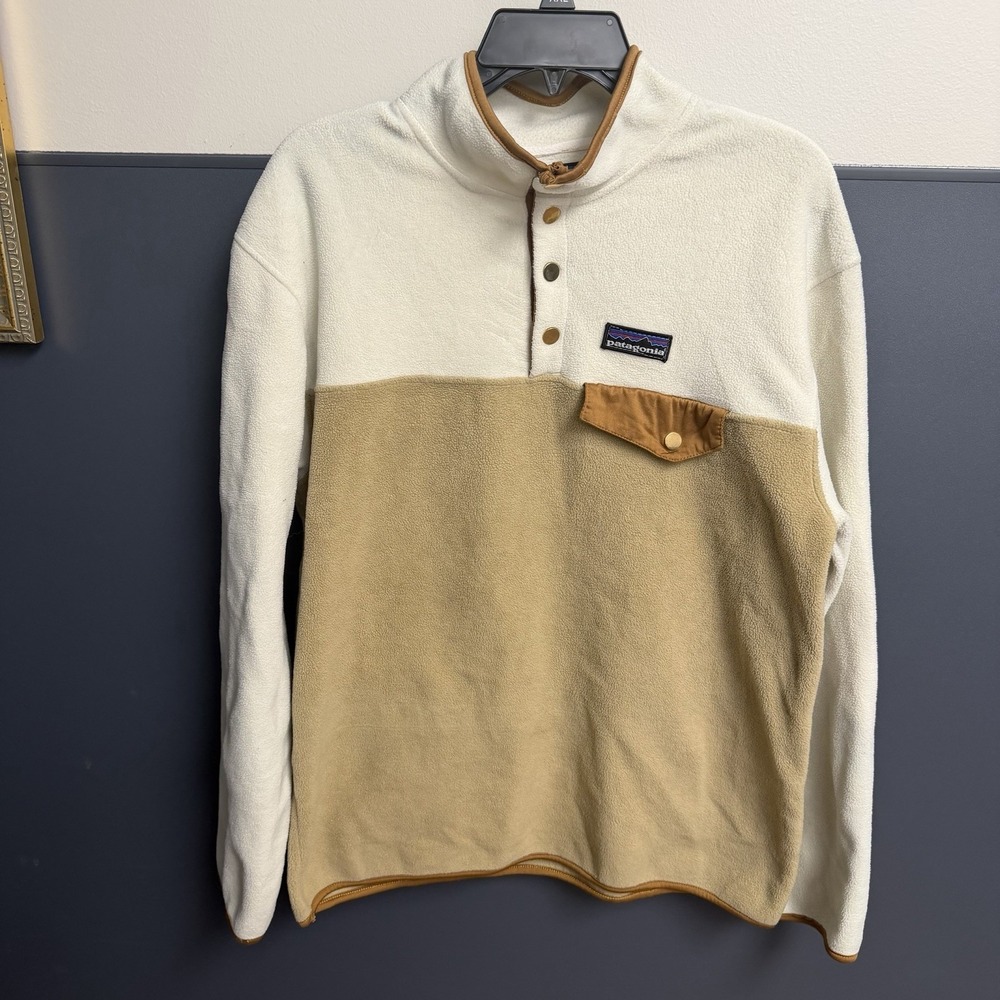 Patagonia Synchilla Snap-T Fleece Pullover Vintage Womens Two Tone Beige L/XL